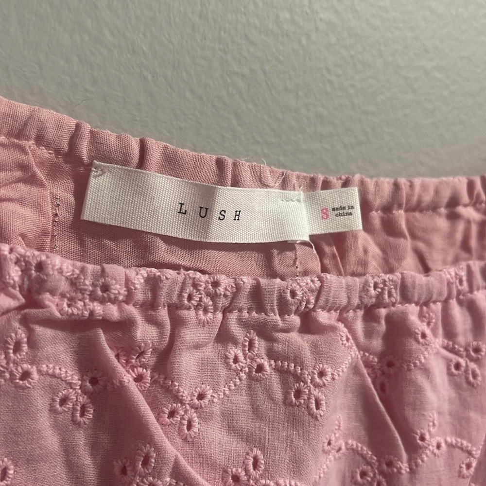 Lush Pink Cinched Puff Sleeve Mini Dress - Picture 5 of 9